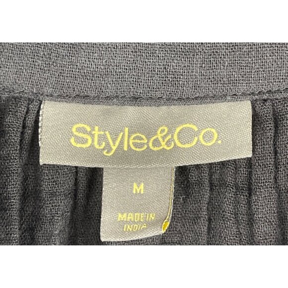 Style & Co Womens Medium Black Gauze Top - Picture 7 of 9